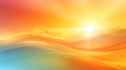 Vibrant sunset waves, sky background, design