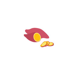 Sweet potato. Organic healthy vegetable. Fresh natural root. Made in vector cartoon flat style. Roasted sweet potato. Japanese Sweet potato. hand drawn vector illustration.