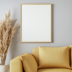 Cozy couch accompanied by lush green plant for a comfortable and inviting living room atmosphere