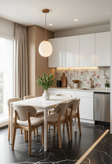 Fototapeta premium Modern kitchen with sleek design and natural light, contemporary living