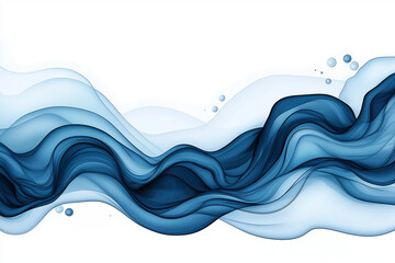 Abstract fluid art in shades of blue and white, with a white background and light colors