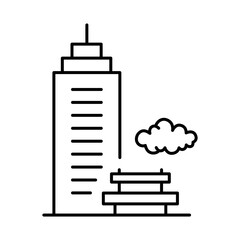Buildings Line Editable Stroke Icon. Real Estate, House, Home, Apartment, Condominium, Hotel, Mall, City, Cityscape, Town, Downtown, Museum, Architecture Buildings Icons Vector Illustration

