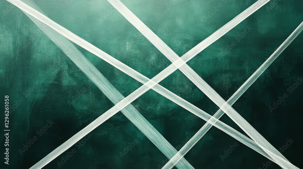 Poster white intersecting lines appear against a dark textured background