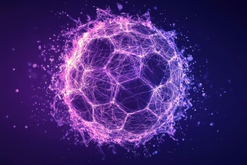 Futuristic Abstract Soccer Ball Design with Neon Lights and Particles