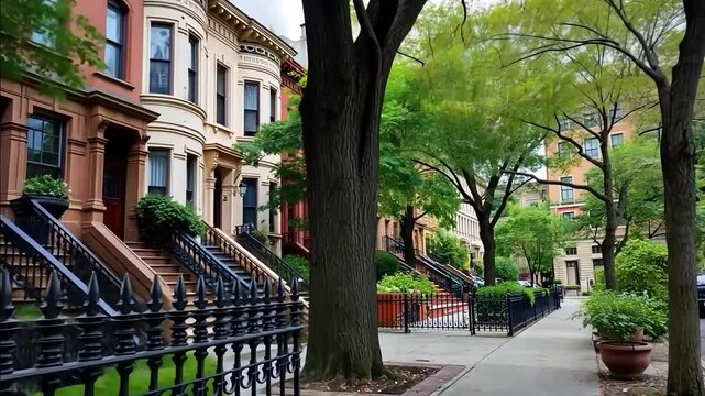 Charming Brownstone Street in Brooklyn, NYC