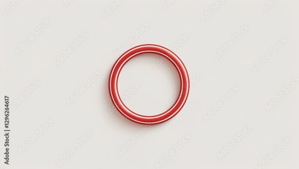 Poster isolated red ring icon with pixelated edges on clean white background geometric shape minimalist gra