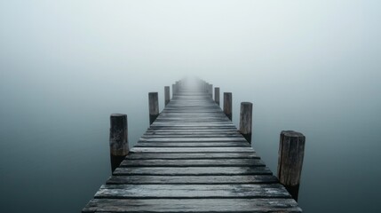 Obraz premium Misty Lake Dock Path