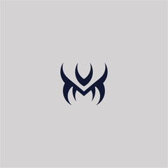 monogram logo with letter M on gray background