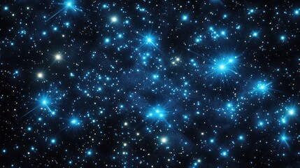 Obraz premium Bright blue stars in dark night sky, cosmic background, space exploration