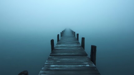 Obraz premium Misty Pier Extends to Horizon