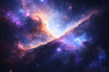 Fototapeta premium Ethereal Galactic Wonderland: An Awe-Inspiring Journey Through the Vibrant Depths of the Cosmos, Illuminated by Swirling Nebulae and Distant Stars