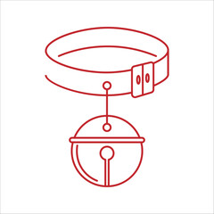 Pet bell, small bell icon vector illustration, red and white background