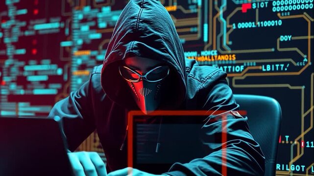 Cyberpunk Hacker at Work: Digital Intrigue