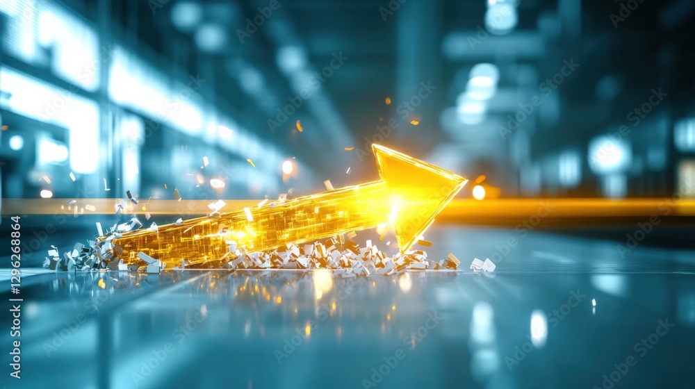 Poster dynamic growth arrow animation modern industrial setting digital graphics futuristic environment clo
