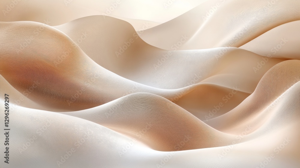 Poster Flowing fabric displaying smooth curves with subtle gradients of color