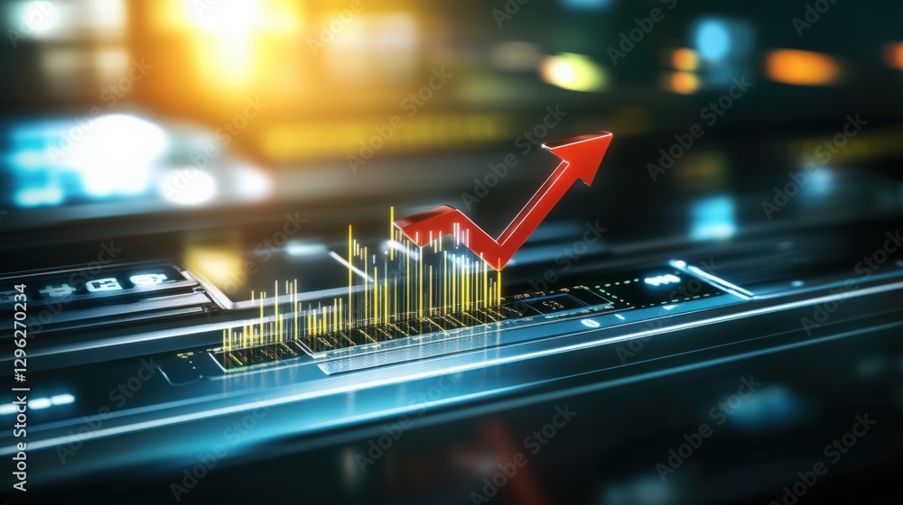 Poster market growth surge financial analytics data visualization digital landscape dynamic view business s