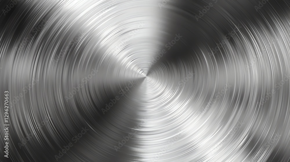 Poster a shiny, brushed metal surface with a circular pattern, creating a sleek and modern texture.