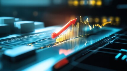 Financial growth trends business sector data visualization digital environment close-up view investment insights