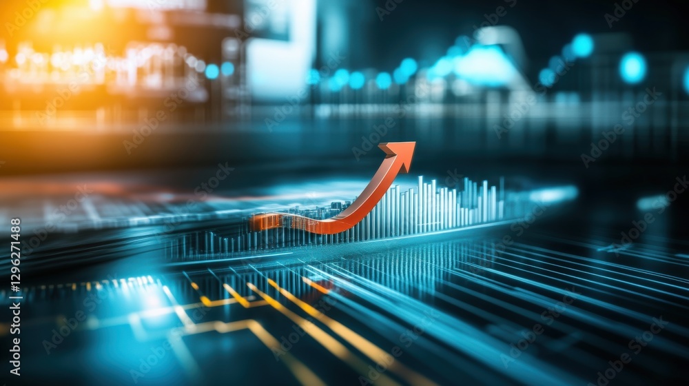 Aufkleber business growth strategy visualization digital workspace infographic high-tech environment close-up 