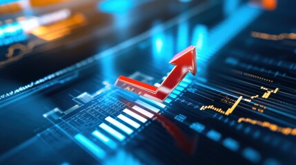 Market growth trends digital finance data infographic visualization tech-driven environment close-up view economic insights