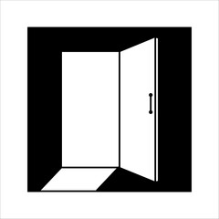 Door icon in trendy flat style isolated on black and white background. Open door symbol for your web site design, logo, app, UI. Vector illustration.