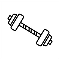 Dumbbell icons set in outlined and filled flat style. Gym heavy strength training dumbbell line pictograms. Weight lifting dumbbell signs.