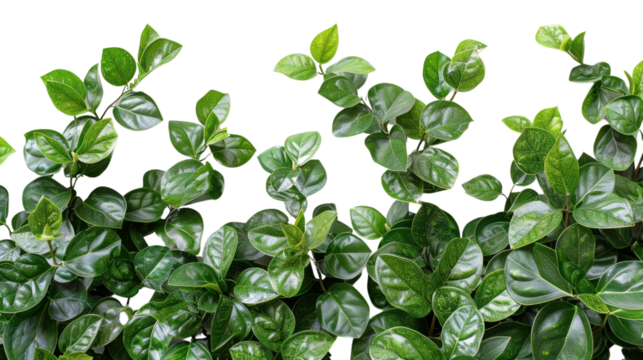Lush green leaves creating natural border on transparent background
