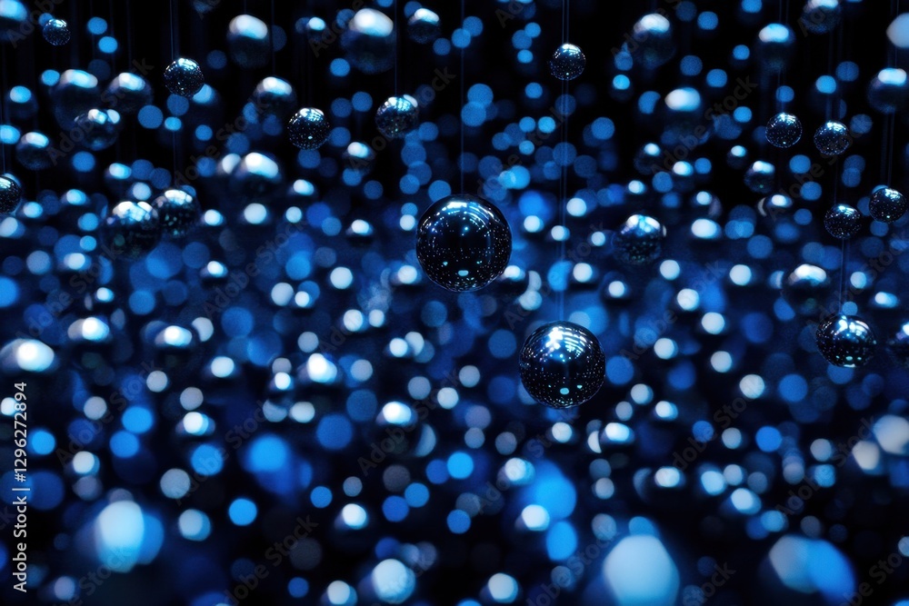 Poster a photo showcasing a blue and black background filled with a multitude of dots representation of dat