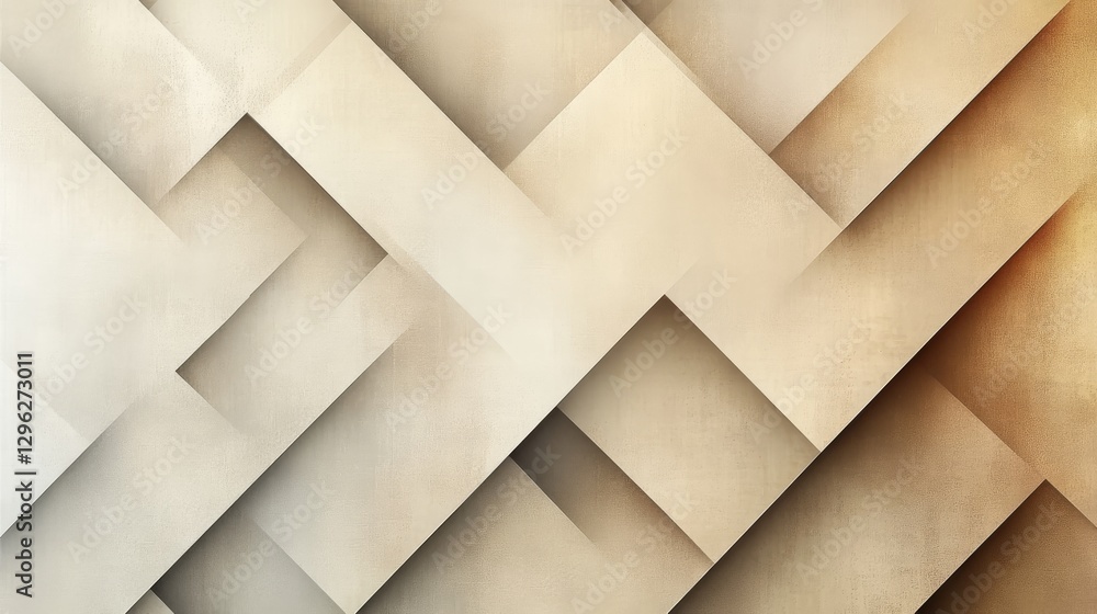 Poster overlapping geometric shapes creating depth with shadow effects