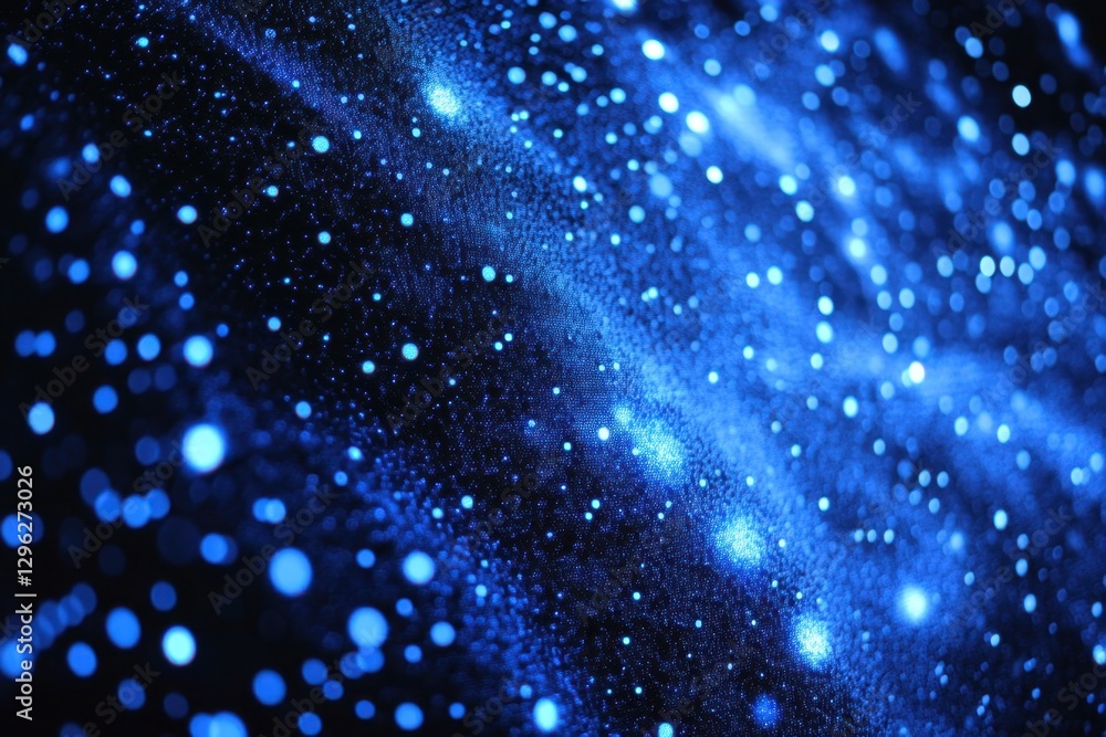 Poster a photo showcasing a blue and black background filled with a multitude of dots representation of dat