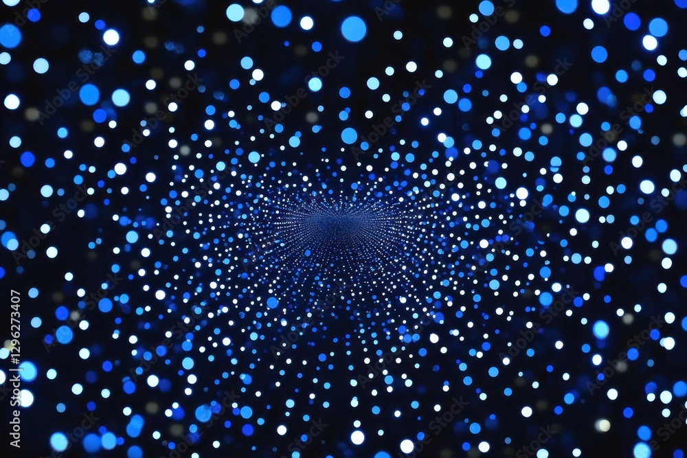 Poster a photo showcasing a blue and black background filled with a multitude of dots representation of dat