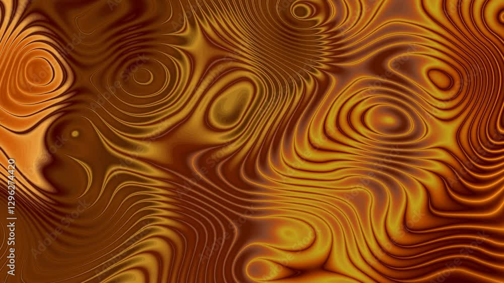 Poster liquid gold. animated spiral background. maze rotating in circle. boiling iron. magma. energy flows.
