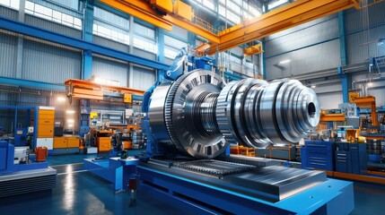 A large machine is being built in a factory