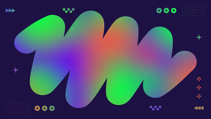 The colorful gradient shapes background in Y2K style. Abstract trendy backdrop with copyspace area for captions.