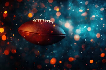 Obraz premium American football game night, fiery sparks background, sports poster