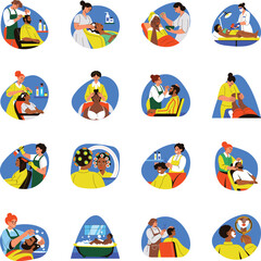 Collection of Spa and Salon Flat Illustrations

