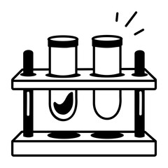 Test tubes icon in hand drawn style 
