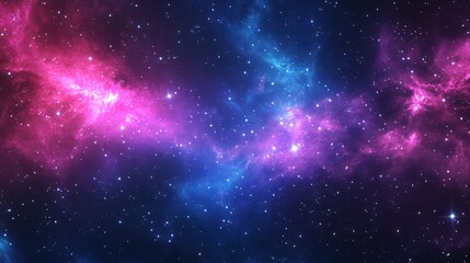 Fototapeta premium Pink and blue nebulae cosmic space background; science fiction