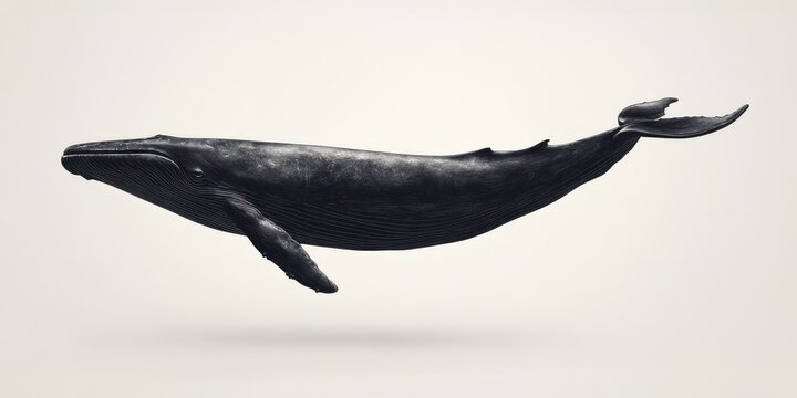 A black whale floating in the air