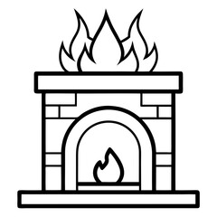 vector illustration of fireplace with fire