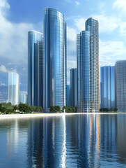Obraz premium City blueprint skyscraper rendering