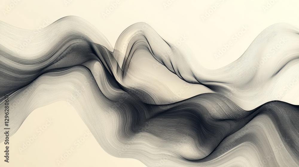 Poster Abstract illustration featuring flowing lines and undulating waveforms over a background