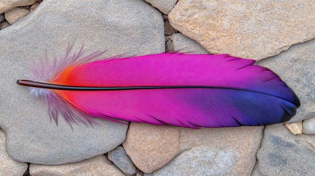 Himalayan monal feather with rich jewel tones of ruby and sapphire