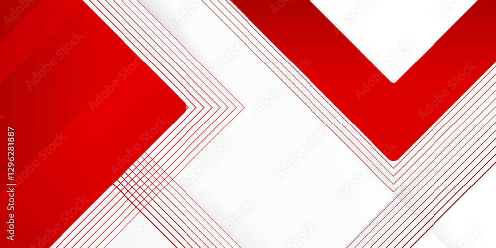 Poster abstract red banner background design template vector illustration with 3d overlap layer and geometr