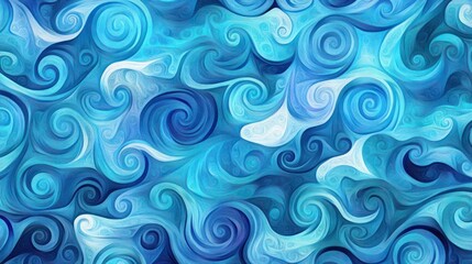 Abstract swirling blue and white pattern.
