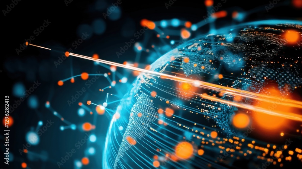 Aufkleber global connectivity through data visualization digital realm infographic futuristic environment abst