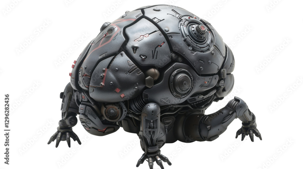 Poster futuristic crawling robot with transparent background