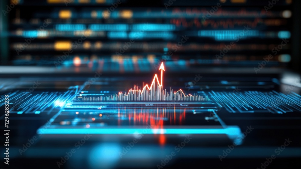 Poster data visualization trend analysis digital workspace infographic high-tech environment close-up view 