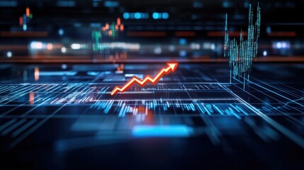 Analyzing business growth trends digital economy infographic high-tech environment futuristic view data representation