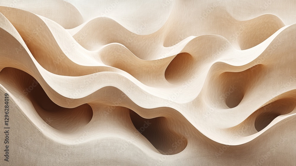 Poster abstract rendering of flowing dune like structures with natural colors